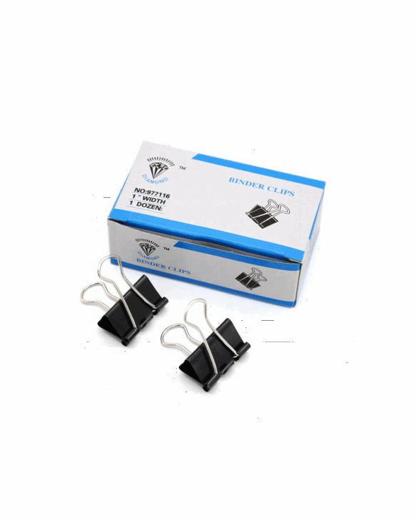 Binder Clips Black Set 12pcs 25mm
