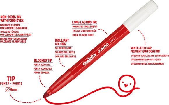 ⁦Carioca jumbo superwashable colouring markers pack of 6⁩ - الصورة ⁦4⁩