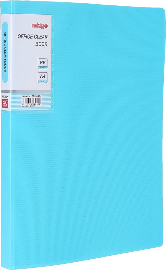 Display Book, 40 Pockets, A4 neon blue