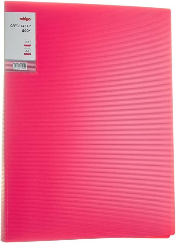 Display Book, 60 Pockets, A4  neon pink