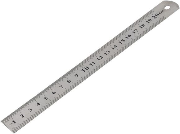 Metal Ruler - Silver, 20 cm
