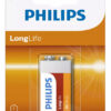 PHILIPS LONGLIFE ZINC CHLORIDE 9V BATTERY SINGLE PACK