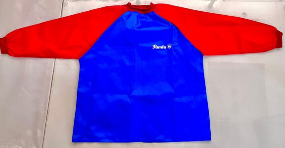 Panda children's painting apronblue red - M