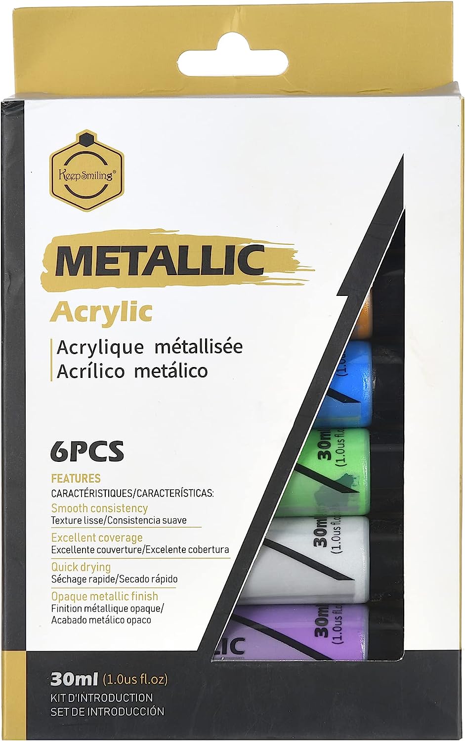 Acrylic paint metallic colors set 6