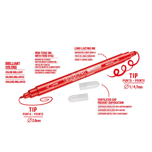 ⁦Carioca DOUBLE TIP FELT TIP PENS BIRELLO pack of12⁩ - الصورة ⁦2⁩