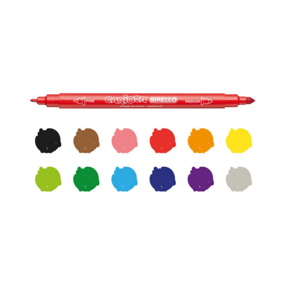 ⁦Carioca DOUBLE TIP FELT TIP PENS BIRELLO pack of12⁩ - الصورة ⁦3⁩