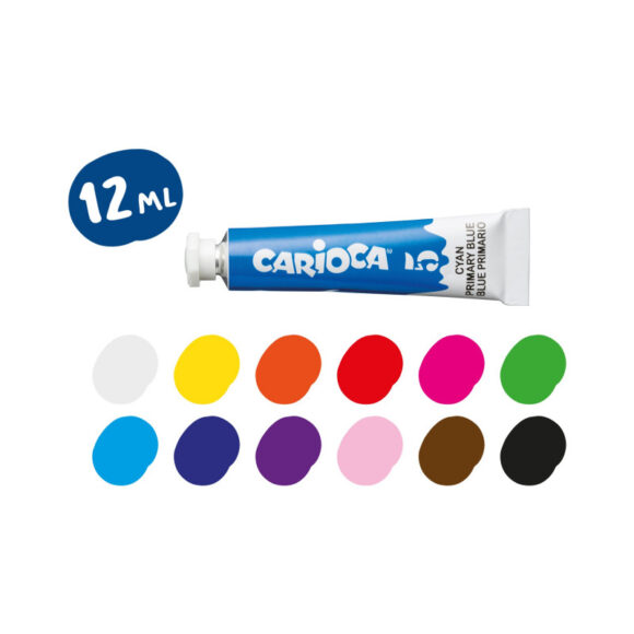 ⁦CARIOCA TUBES TEMPERA 12 ML pack of 12⁩ - الصورة ⁦2⁩