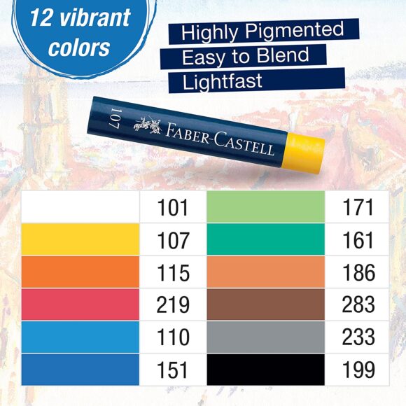 ⁦Faber Castell Oil Pastel Crayons pack of 12 (27 12)⁩ - الصورة ⁦2⁩