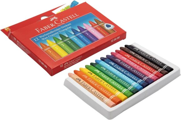 ⁦Faber Castell Triangular Wax Crayons pack of 12⁩ - الصورة ⁦2⁩