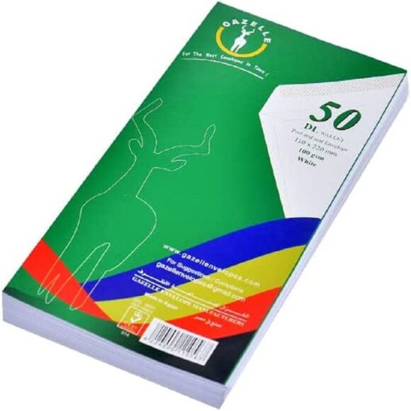 Gazelle White Self Adhesive Envelopes 100 Gram 50 Envelopes