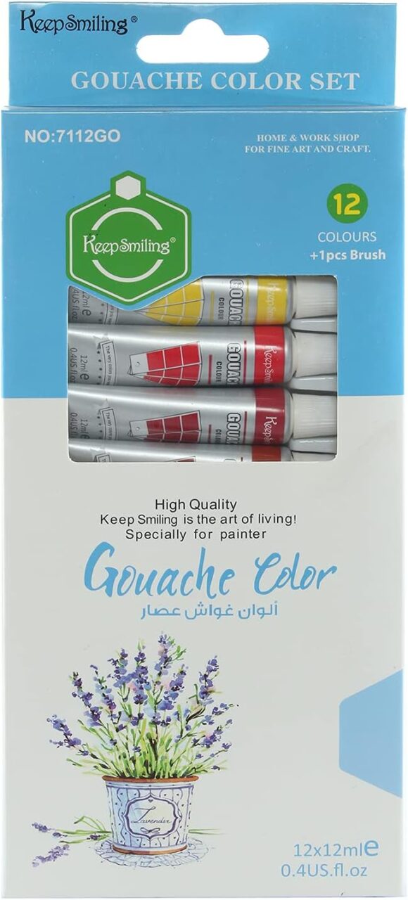 Keep Smiling Gouache Paint  12 . 12 ML with brush