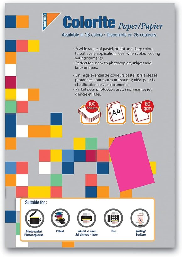 Mintra A4 Size Copy Paper Neon Red