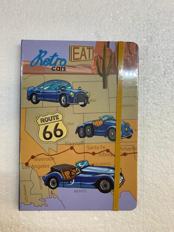 Retro lined notebook cars
