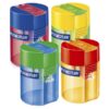 1pacSTAEDTLER CANNISTER DOUBLE HOLE PENCIL SHARPENER ASSORTED COLOURS 512 006