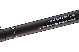 Uniball Pin200 Fineline Drawing Pen, 0.2 mm - Black