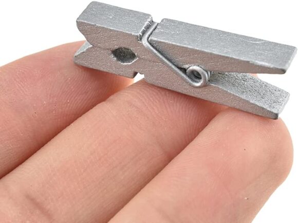 ⁦Wood Clip Clothespins Medium - Silver⁩ - الصورة ⁦2⁩