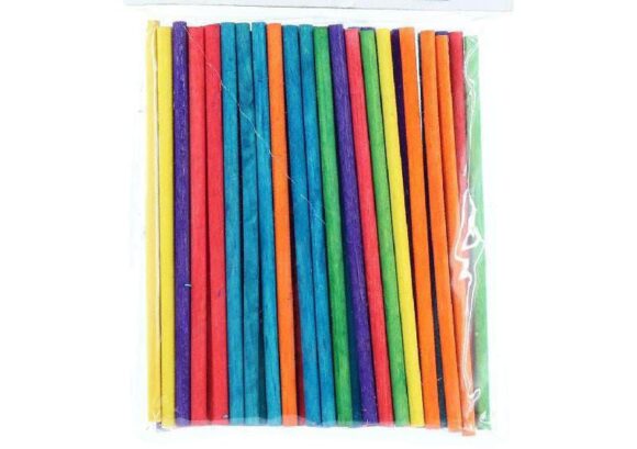 Wooden Ice Cream Round Sticks 40 pcs- coloured