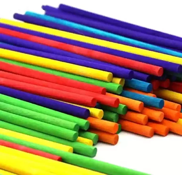 ⁦Wooden Ice Cream Round Sticks 40 pcs- coloured⁩ - الصورة ⁦2⁩